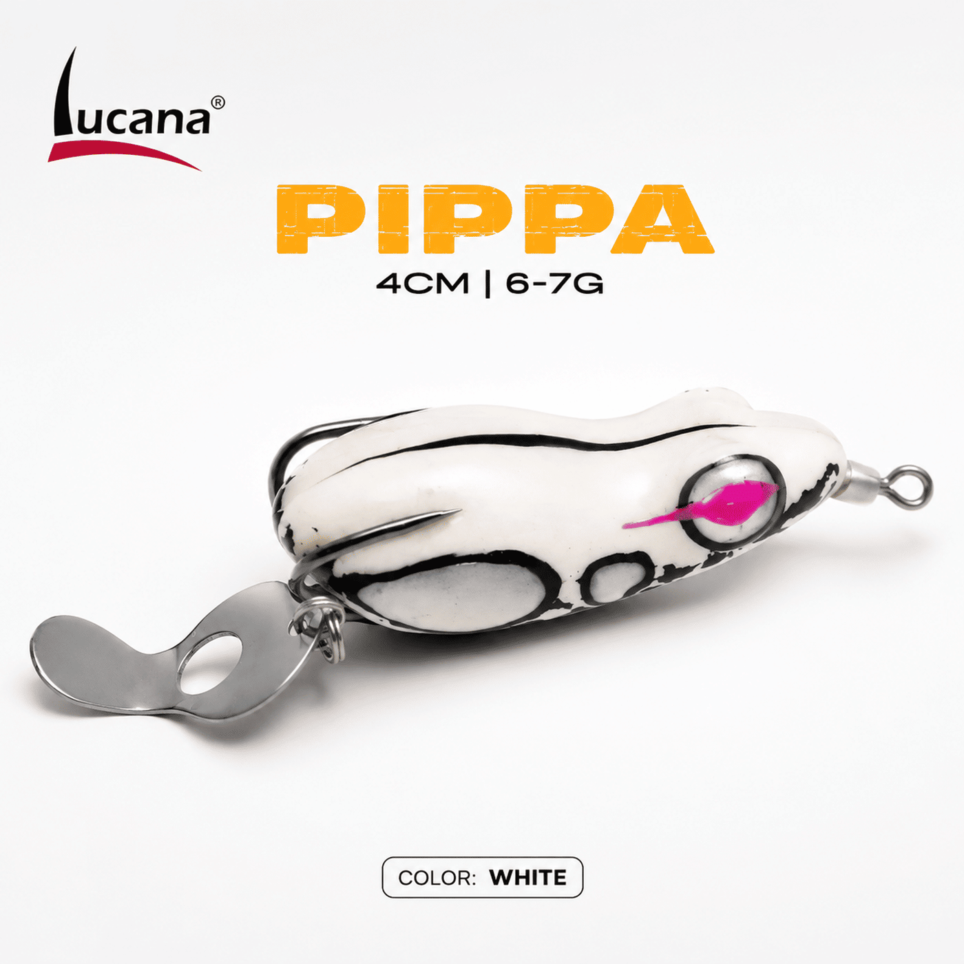 Lucana Pippa Handmade Frog Lure 4cm 6-7g | White | Weedless Topwater Frog