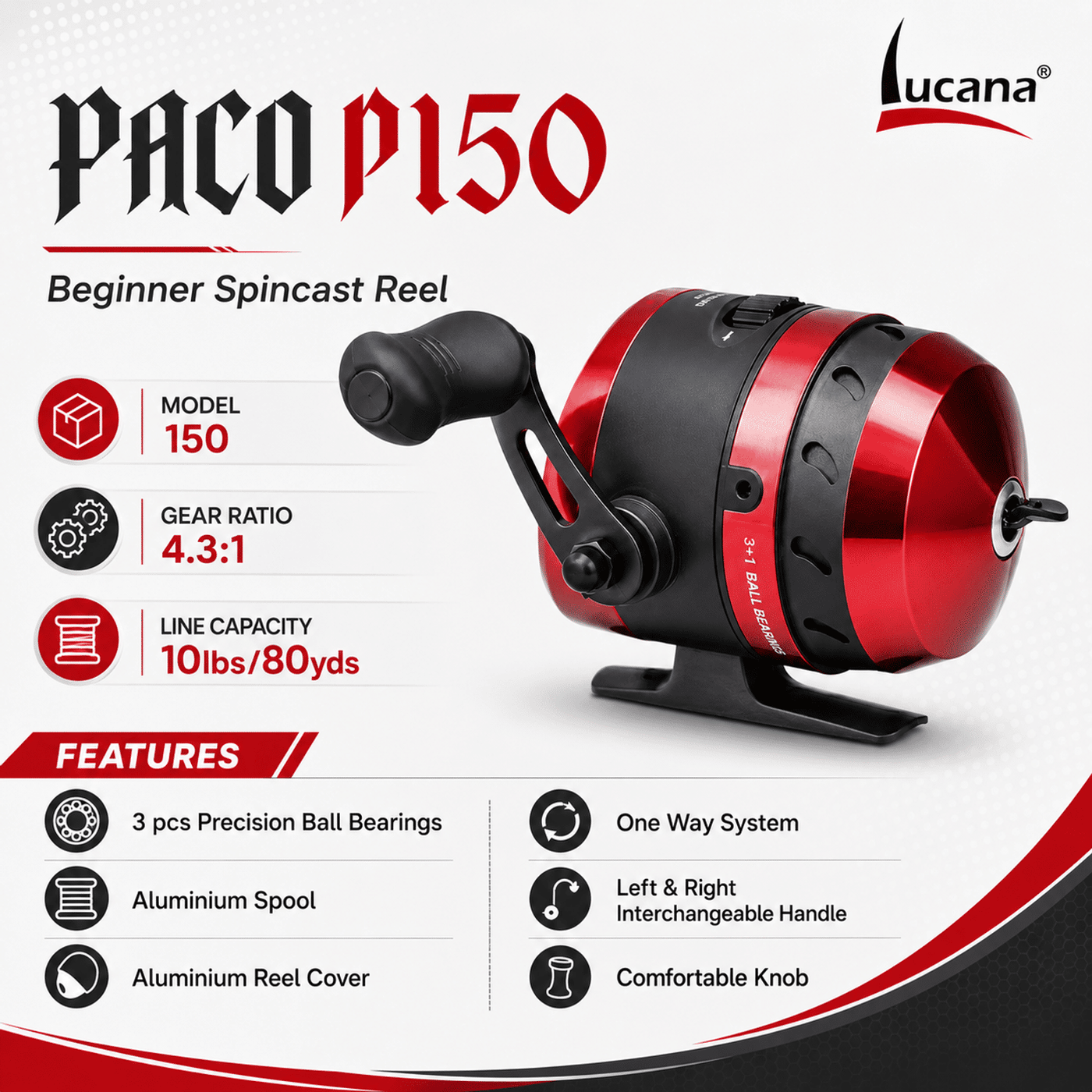 Lucana Paco P150 Beginner Spincast Reel
