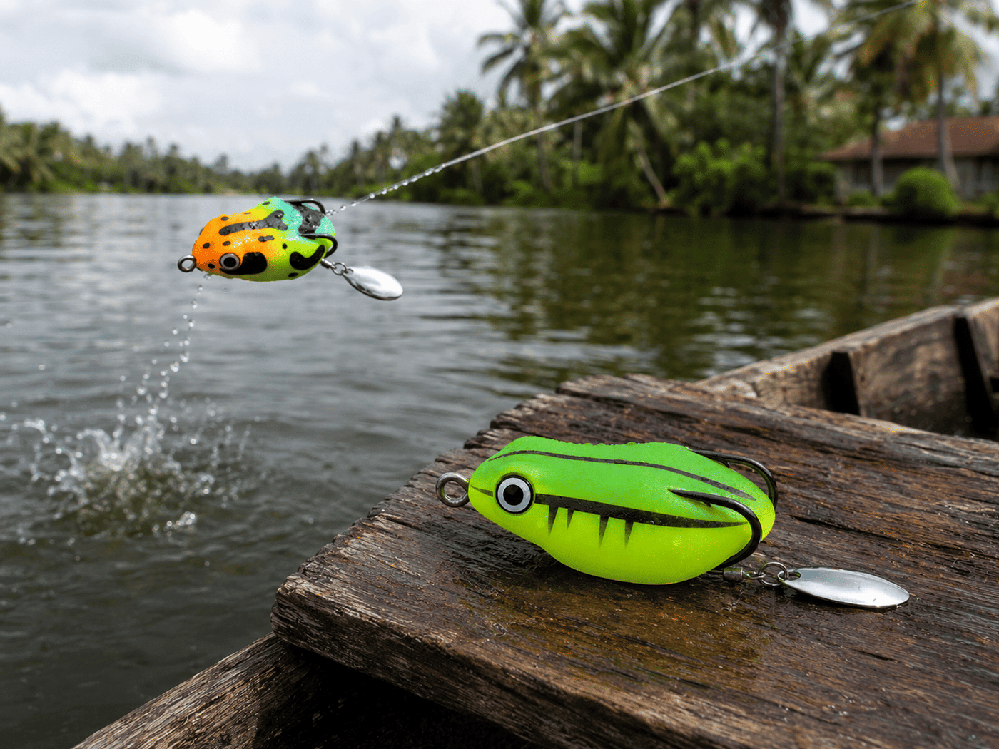 IZZAWA Realistic Frog Lure 2pc – Mulit Green | Topwater Soft Bait | 4.5cm 8.5g | Deadly for Snakehead, Murrel & Bass