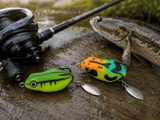 IZZAWA Realistic Frog Lure 2pc – Mulit Green | Topwater Soft Bait | 4.5cm 8.5g | Deadly for Snakehead, Murrel & Bass
