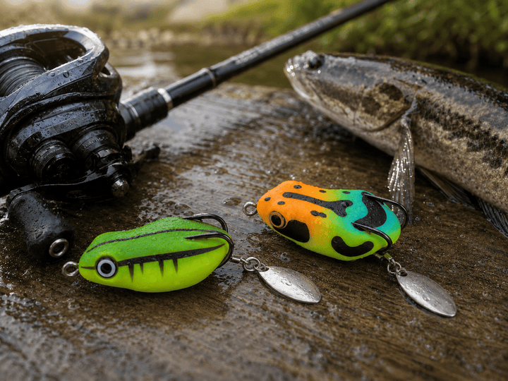 IZZAWA Realistic Frog Lure 2pc – Mulit Green | Topwater Soft Bait | 4.5cm 8.5g | Deadly for Snakehead, Murrel & Bass