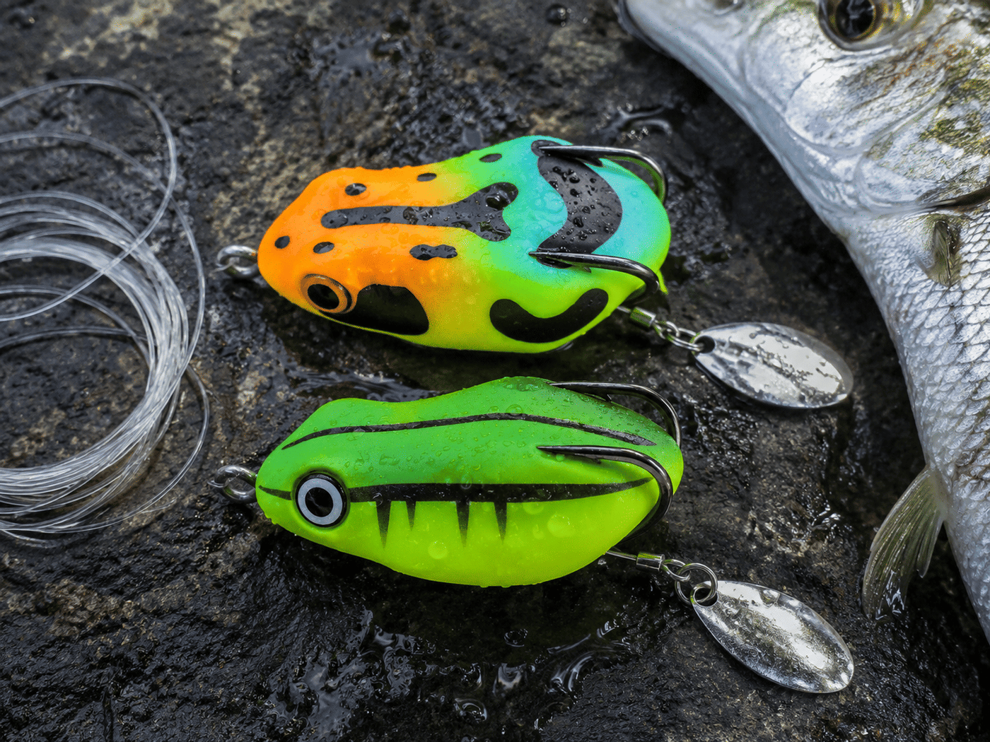 IZZAWA Realistic Frog Lure 2pc – Mulit Green | Topwater Soft Bait | 4.5cm 8.5g | Deadly for Snakehead, Murrel & Bass