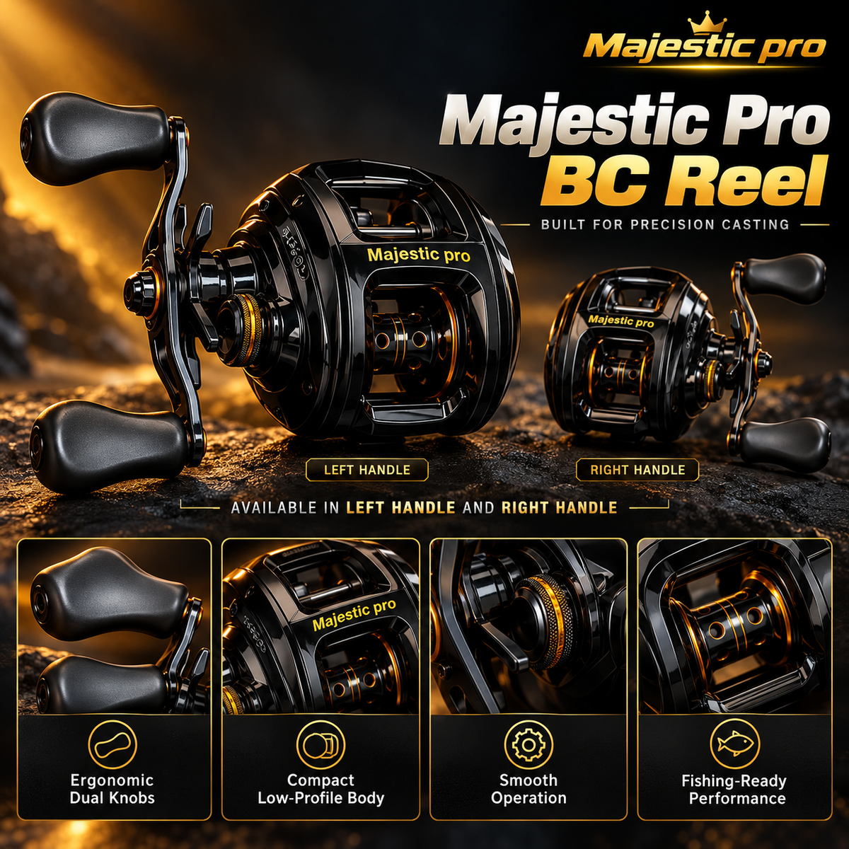 Majestic Pro baitcasting reel showcase.