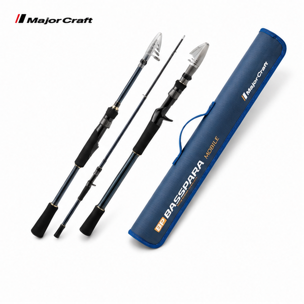 MajorCraft Basspara telescopic baitcasting travel rod — white-background product image