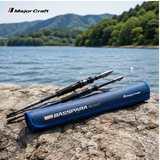 MajorCraft Basspara telescopic baitcasting travel rod — fishing lifestyle view