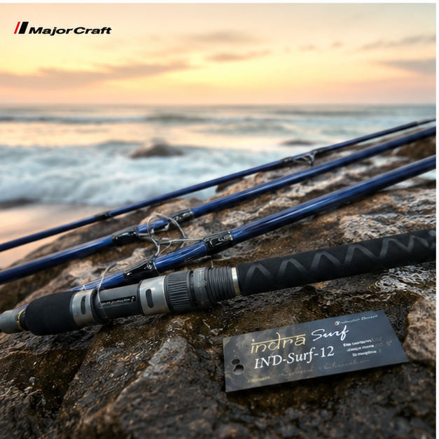 MajorCraft Indra Surf rod — fishing lifestyle view