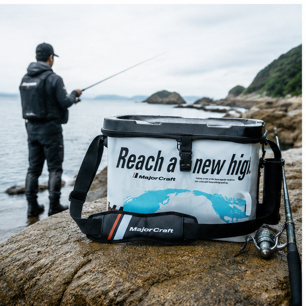 MajorCraft 40 cm fishing tackle bag — fishing lifestyle view