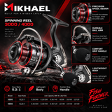 Mikhael Spinning Reel 3000 4000 detailed specification image