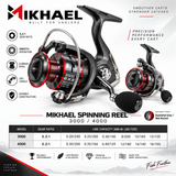 Mikhael Spinning Reel 3000 4000 specifications and variants