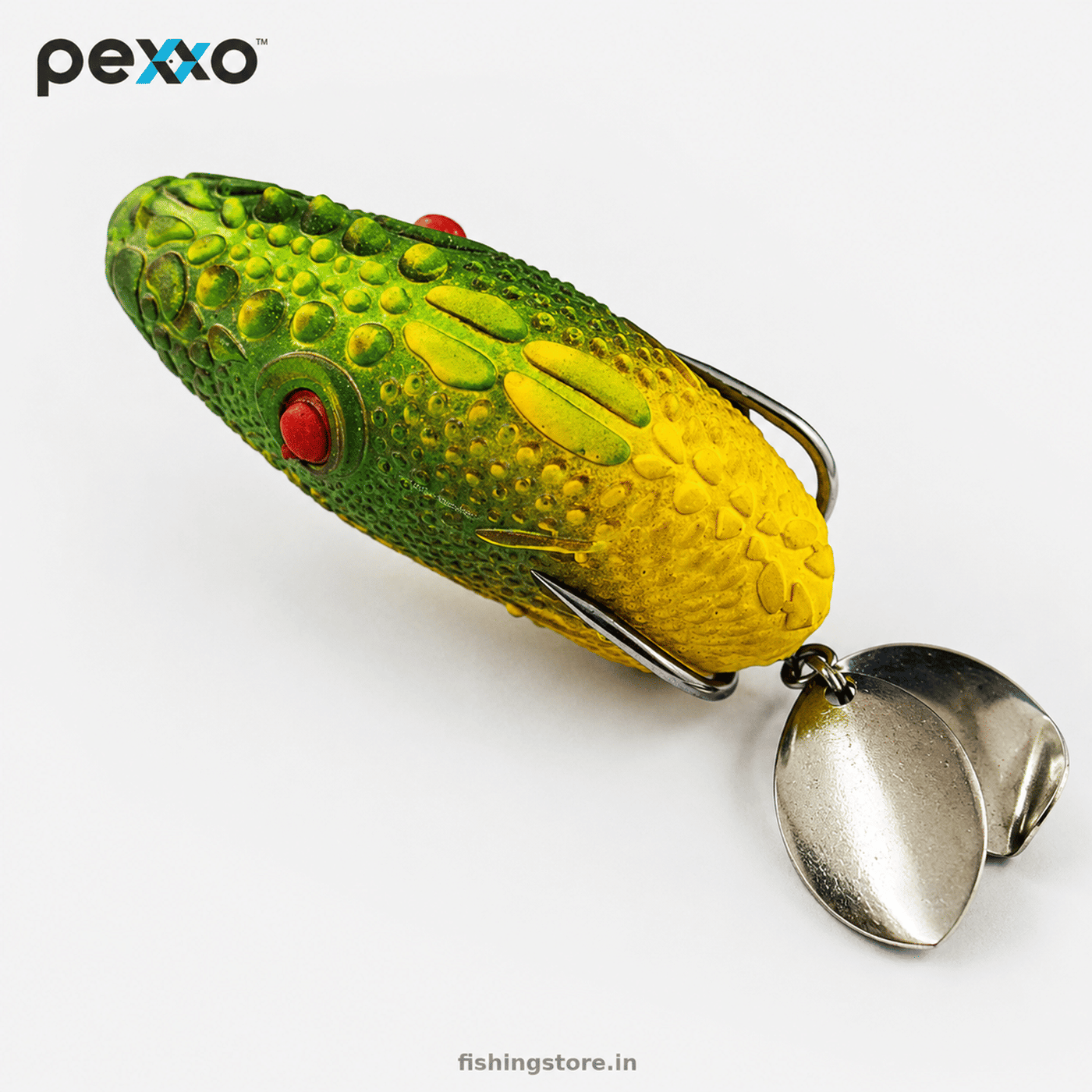 Pexxo Crocodile Soft Frog Lure 6cm 13-14g Topwater - Green / Yellow