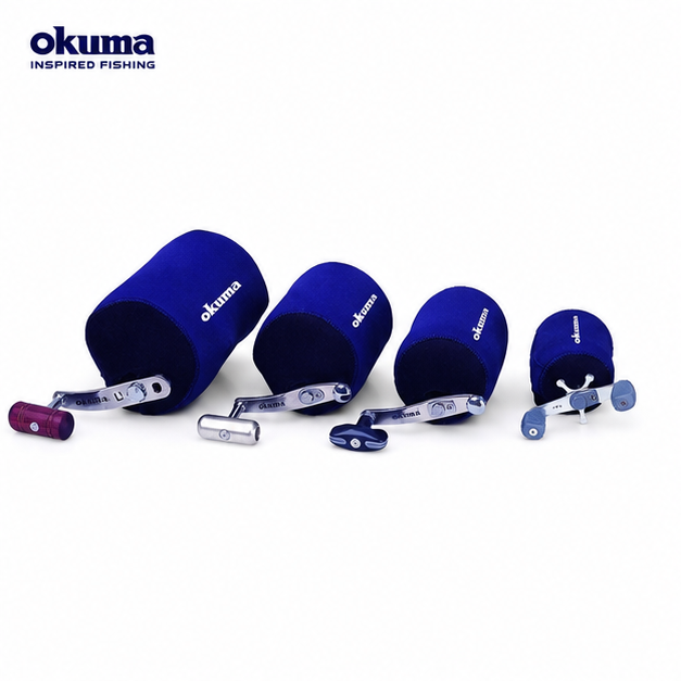 Okuma neoprene overhead reel cover — white-background product image