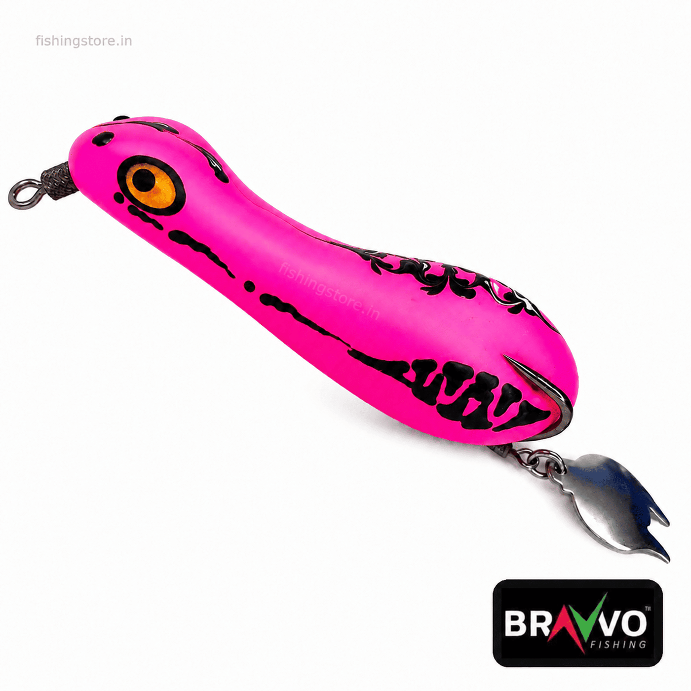 Bravvo Monster Frog Lure 8cm | Handmade Topwater Snakehead Bait for Casting (9g - 10g) | Soft Body Weedless Fishing Lure - Pink