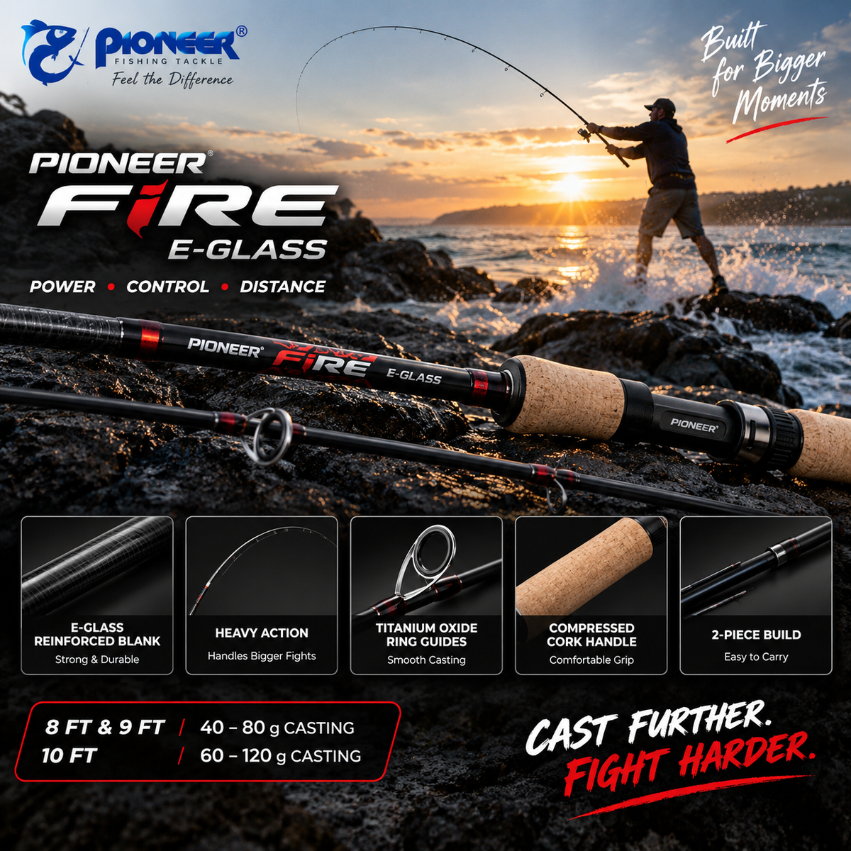 Pioneer Fire E-Glass spinning rod feature image