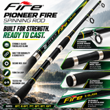 Pioneer Fire E-Glass Spinning Rod features.