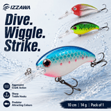 IZZAWA Crank Fish Lure 10cm 14g - Red Head Silver | Pack of 1