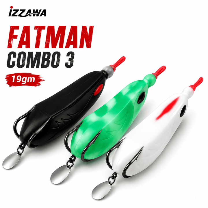 IZZAWA Fatman Combo 3 Frog Lure Fishing 19g | Pack of 3 Mixed Colours