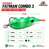 IZZAWA Fatman Combo 3 Frog Lure Fishing 19g | Pack of 3 Mixed Colours