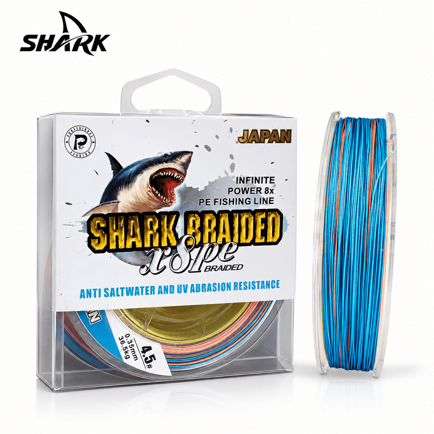 Shark Braided Fishing Line 0.35mm up to 35Kg 100m - Multicolour
