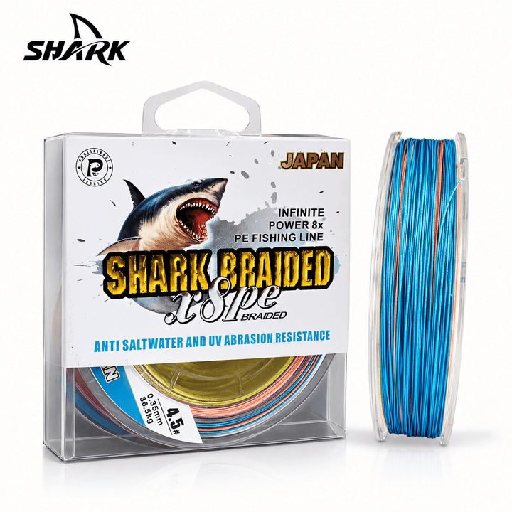 Shark Braided Fishing Line 0.35mm up to 35Kg 100m - Multicolour