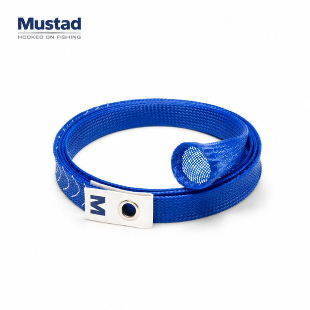Mustad blue rod cover sleeve on white background