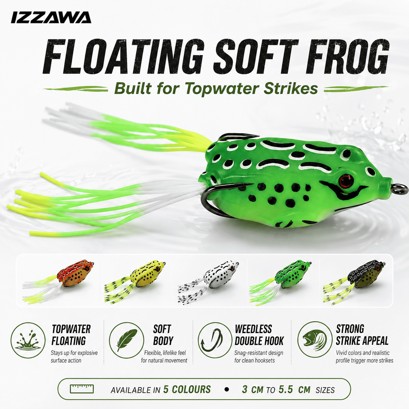 IZZAWA Chaper Frog Lure - Black Olive | Pack of 1