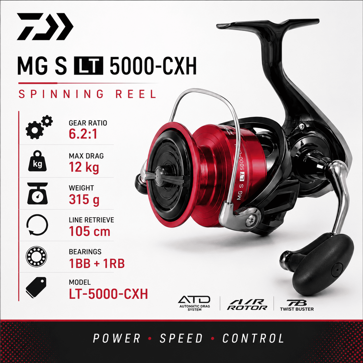 Daiwa MG S LT Spinning Reel | LT-5000-CXH