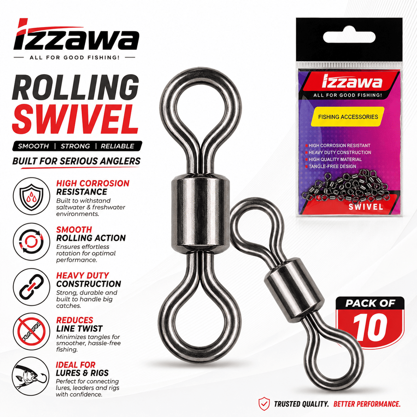 Izzawa Rolling Swivel - Pack of 10