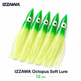 Izzawa Octopus Soft Lure 12cm - Green Glow - Pack of 5