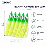 Izzawa Octopus Soft Lure 12cm - Green Glow - Pack of 5