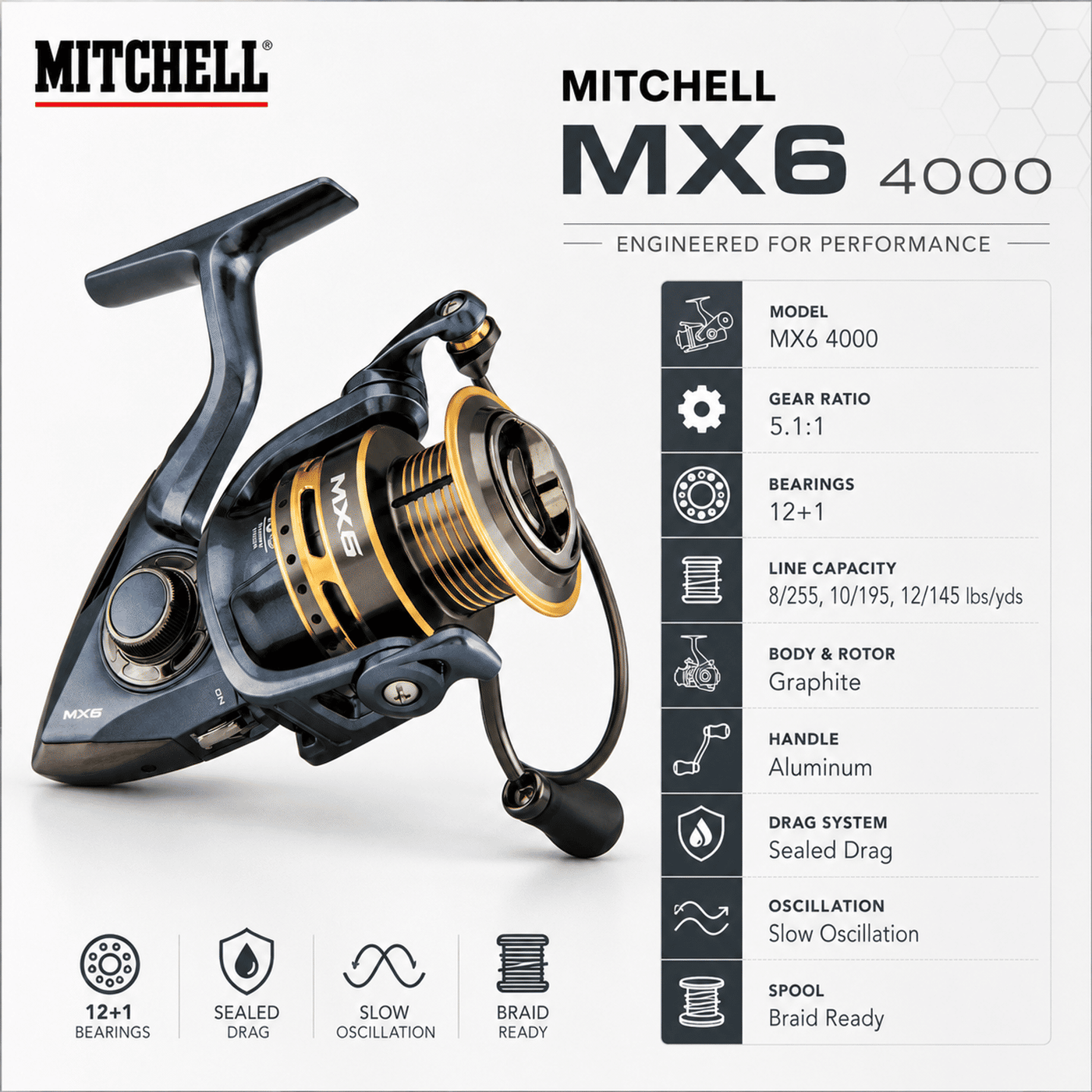 Mitchell MX6 1000-4000 Spinning Reel