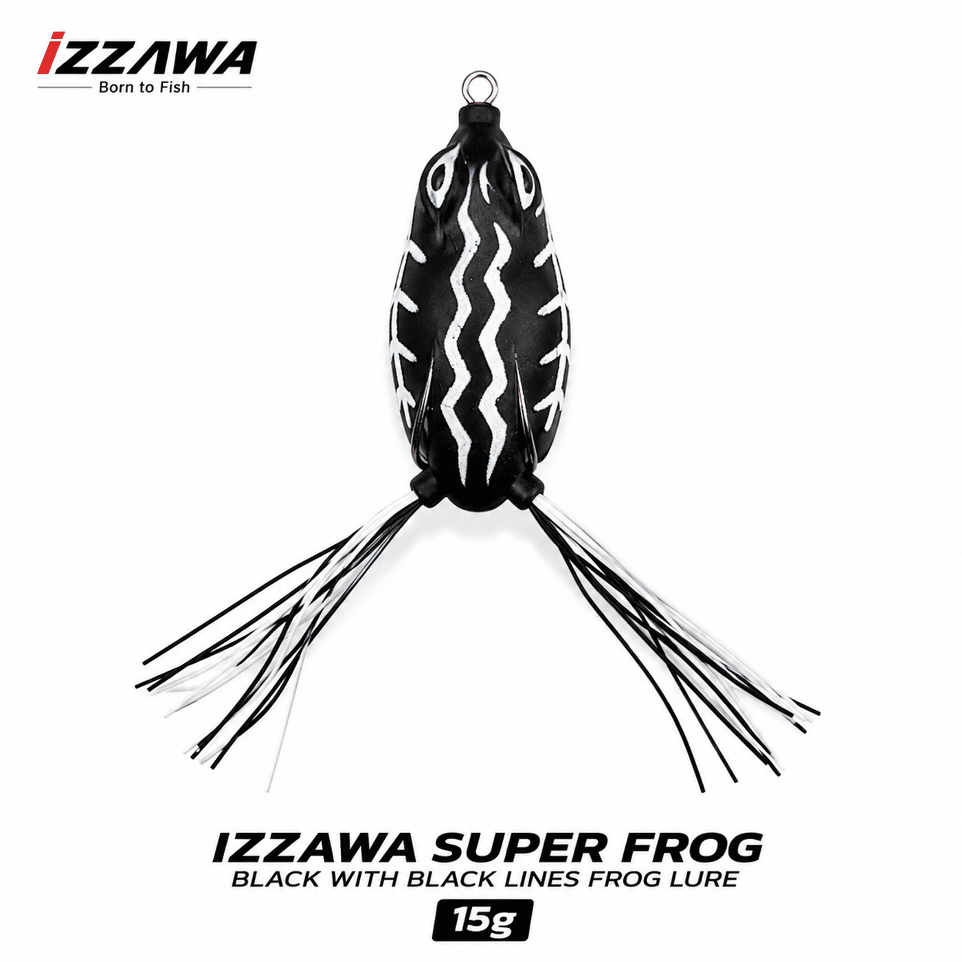 IZZAWA Super Frog Black with Black Lines Frog Lure 15g | Pack of 1