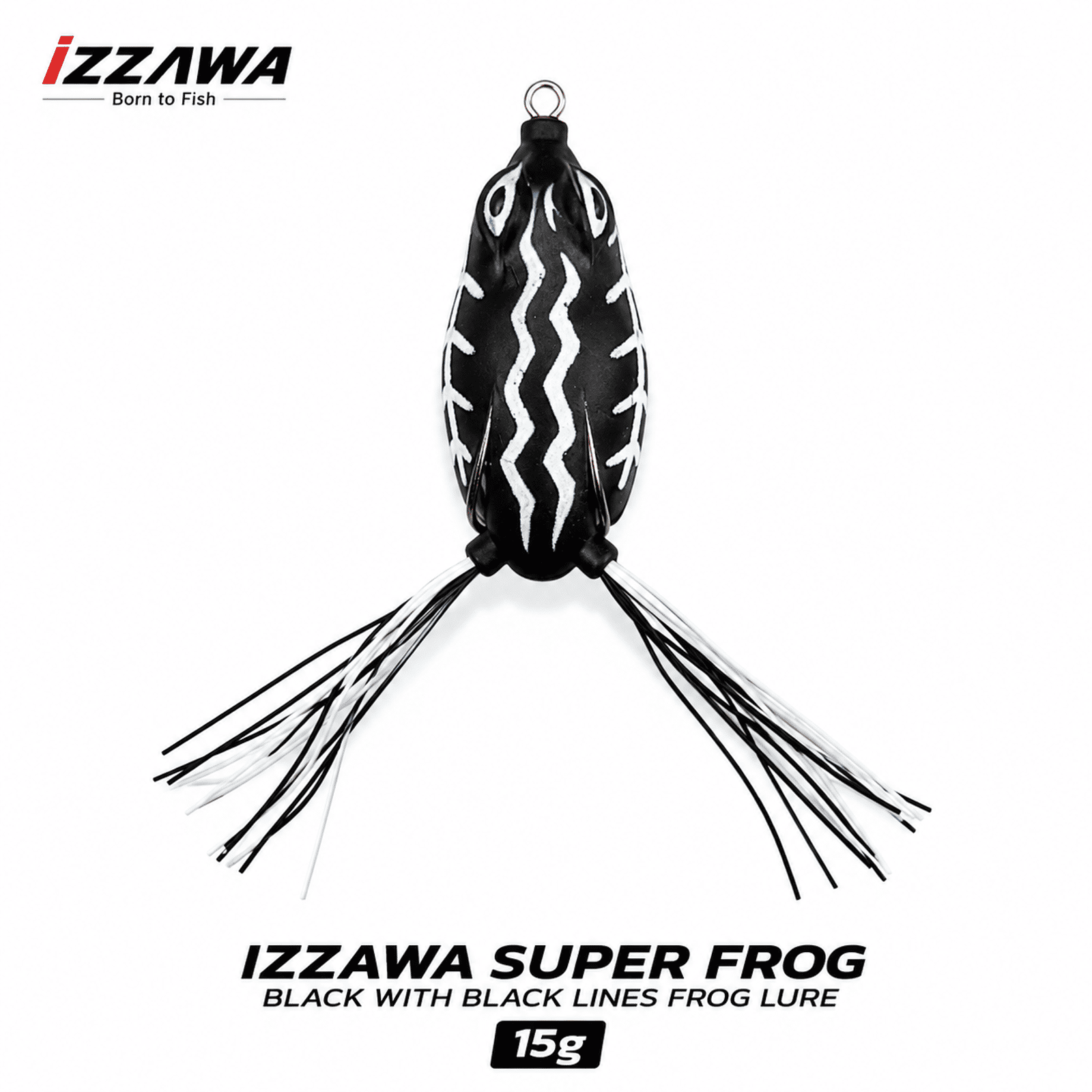 IZZAWA Super Frog Black with Black Lines Frog Lure 15g | Pack of 1