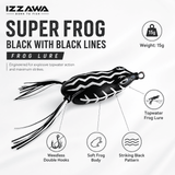 IZZAWA Super Frog Black with Black Lines Frog Lure 15g | Pack of 1
