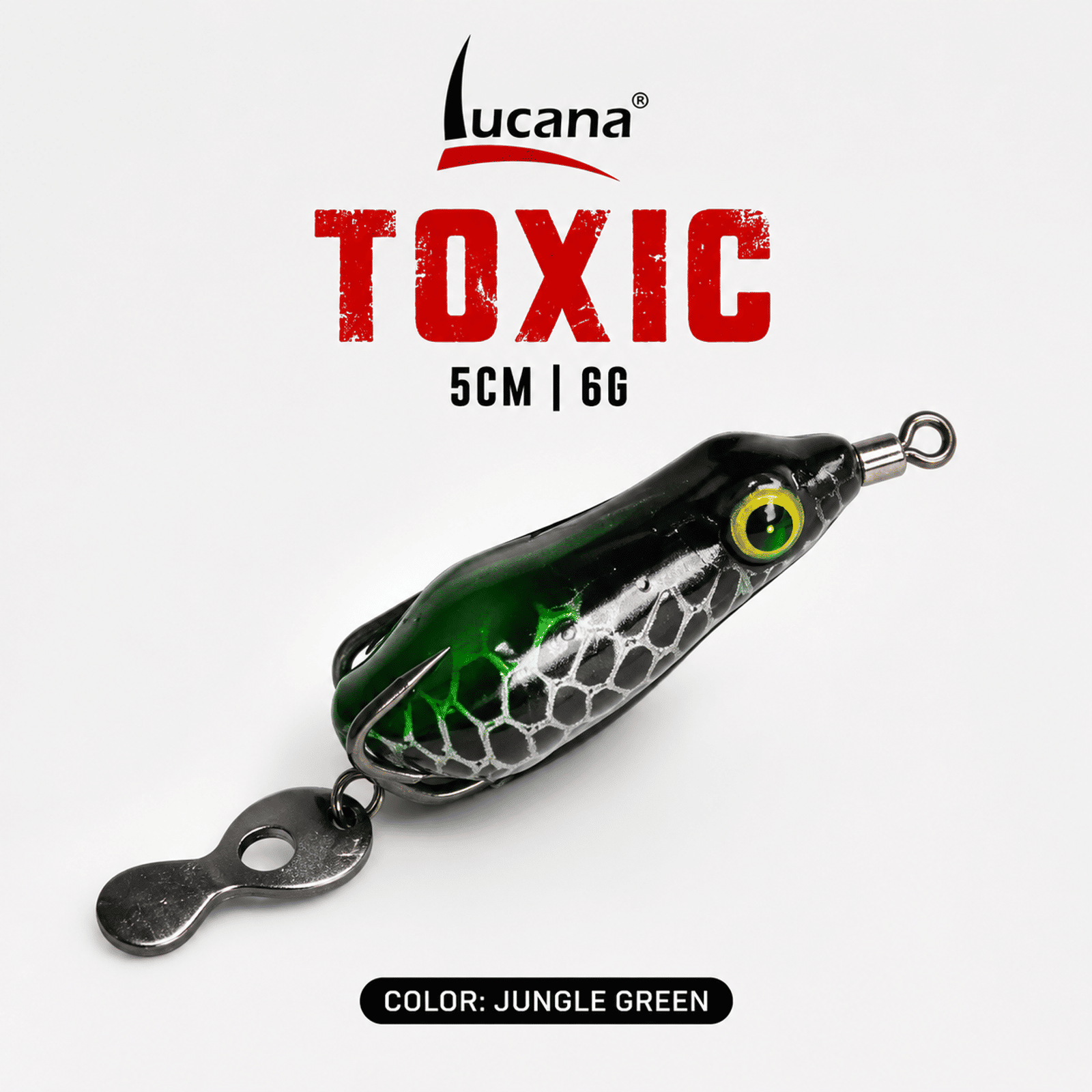 Lucana Toxic Handmade Frog Lure 5cm 6g | Jungle Green | Weedless Topwater Frog
