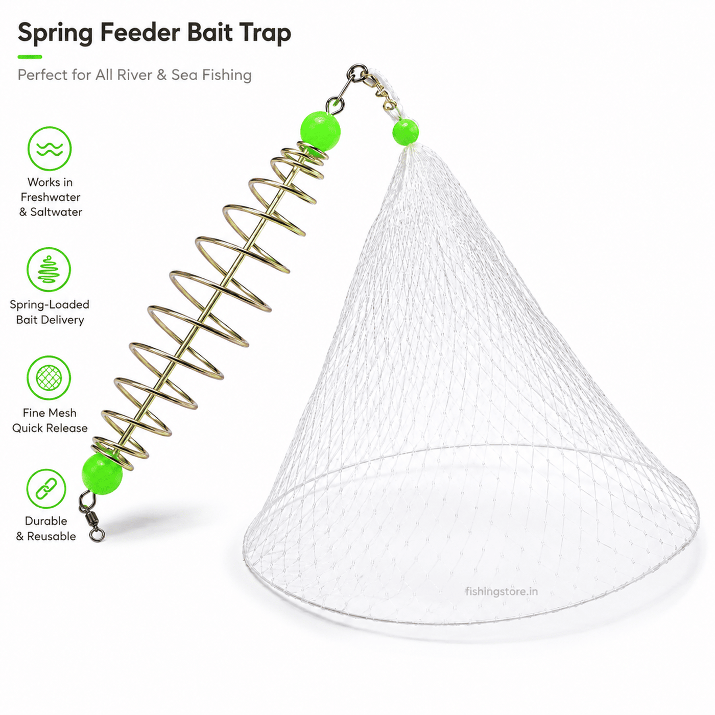 IZZAWA Bait Feeder Net Trap Pack of 2 | Spring Cage Fish Catcher for all Fish types