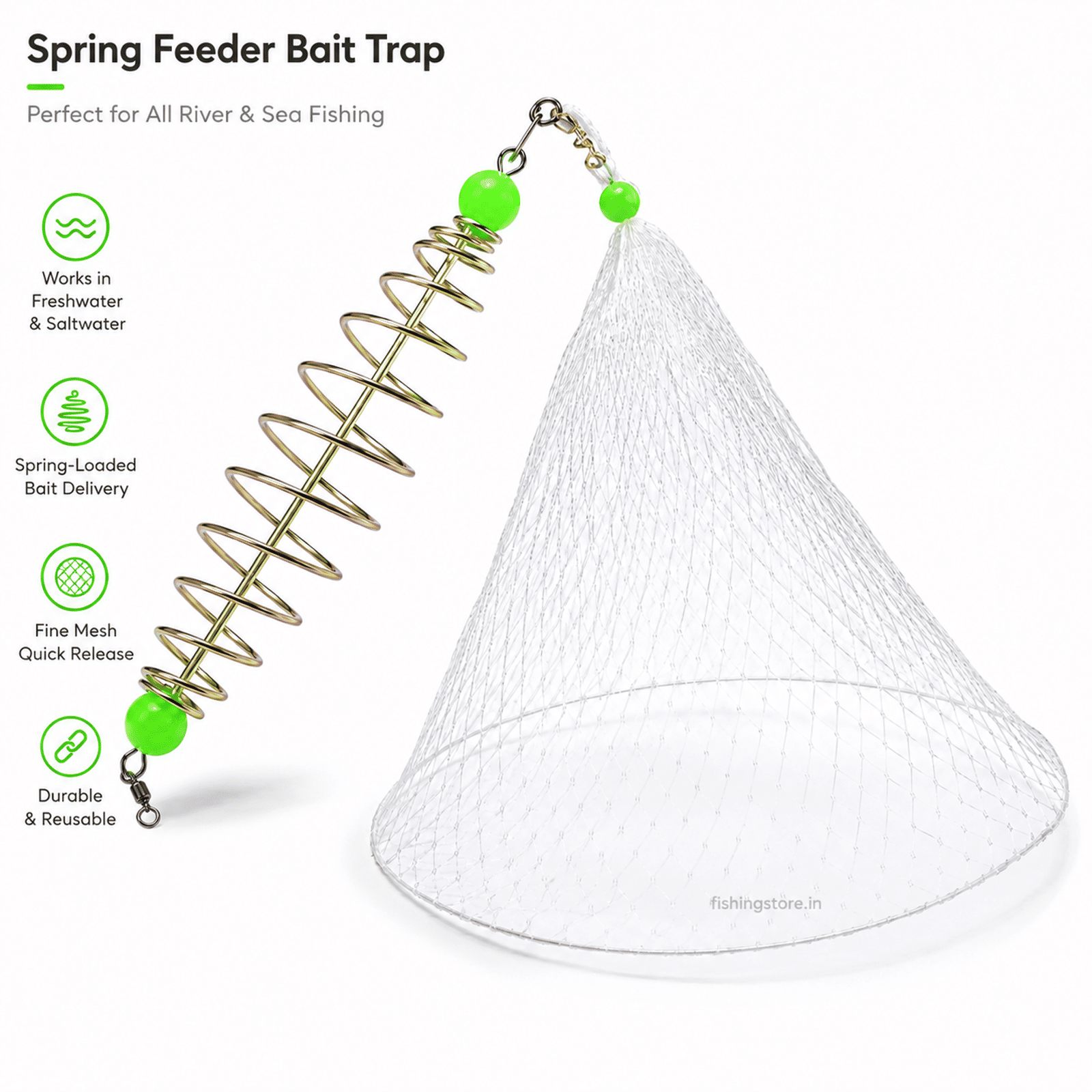IZZAWA Bait Feeder Net Trap Pack of 2 | Spring Cage Fish Catcher for all Fish types