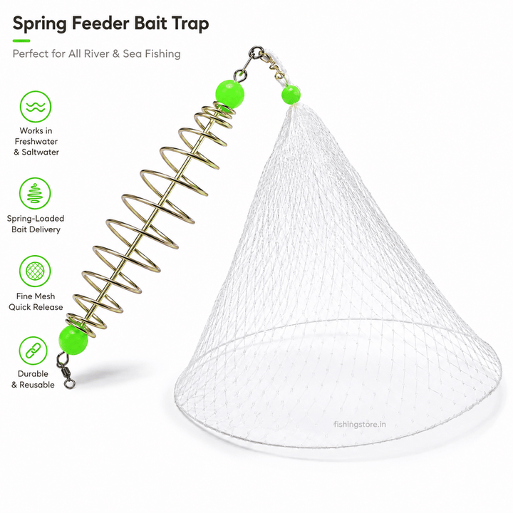 IZZAWA Bait Feeder Net Trap Pack of 2 | Spring Cage Fish Catcher for all Fish types