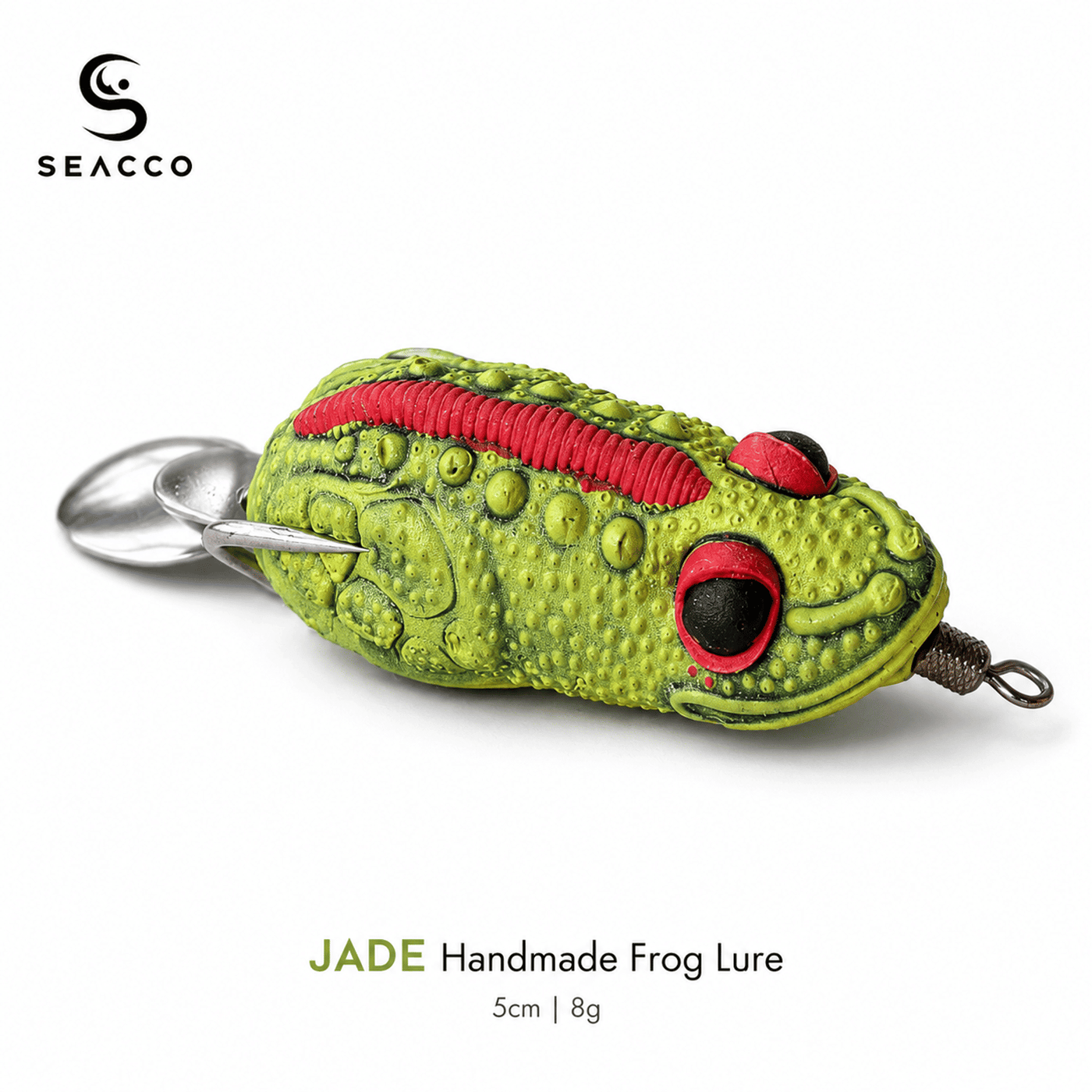 SEACCO Jade Handmade Frog Lure 5cm 8g - Olive Red Spine | Pack of 1