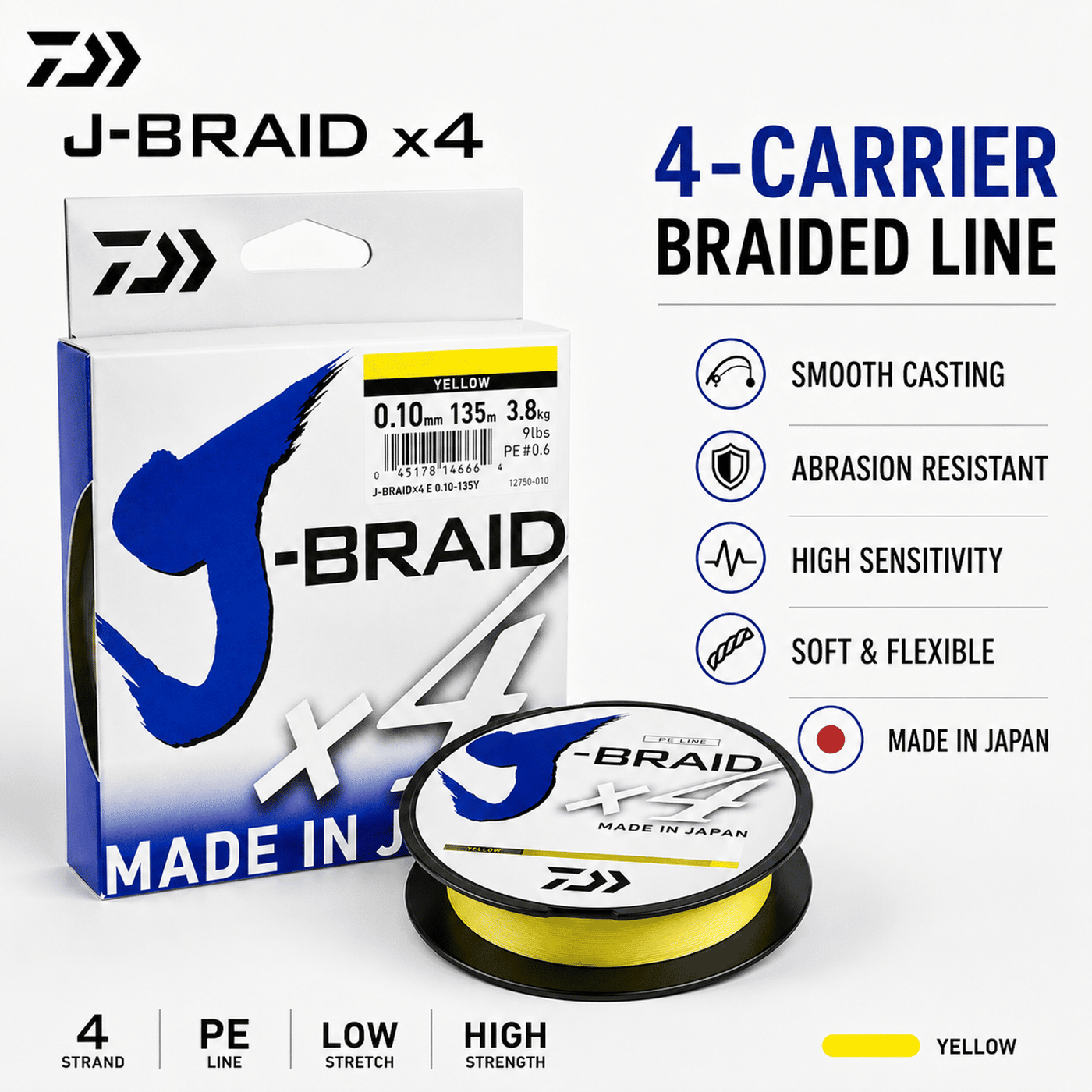 Daiwa J-Braid X4 Braided Line 100m - Multi Color