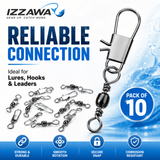 IZZAWA Fishing Swivel with Snap - Pack of 10