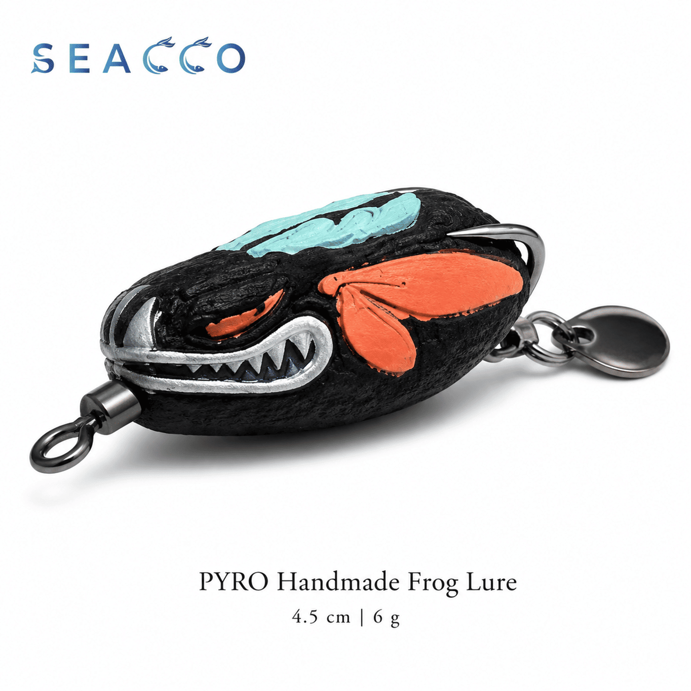 SEACCO Pyro Handmade Frog Lure 4.5cm 6g - Black Orange Aqua | Pack of 1