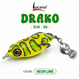Lucana Drako Handmade Frog Lure 5cm 8g | Neon Lime | Weedless Topwater Frog